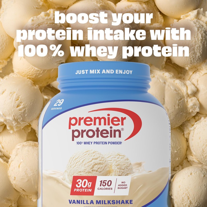 Premier Protein Powder, Vanilla Milkshake, 30g Protein, 1g Sugar, Gluten