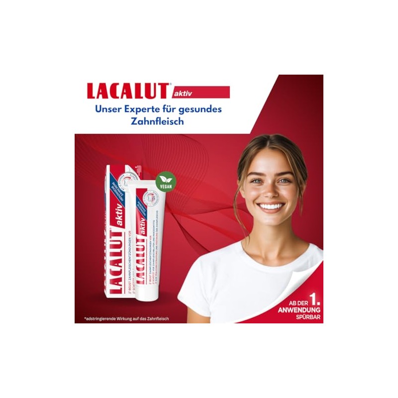 LACALUT Active Tooth Cream, 100 ml Toothpaste, Noticeable Firming and