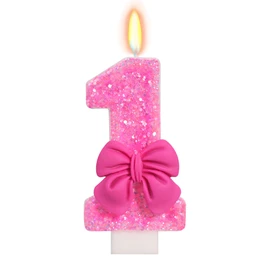 ElekFX Number 1 Birthday Candle, Rose, Unscented, 3.1 x 5.9 Inches, Modern Theme, Smokeless, Indoor Use