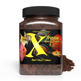 Xtreme Beef Heart Flakes - High Protein, Nutrient-Dense for Tropical & Freshwater Fish, Supports Growth, Color Enhancement, Easy Digestion - Ideal for Discus and Cichlids (3.5oz)