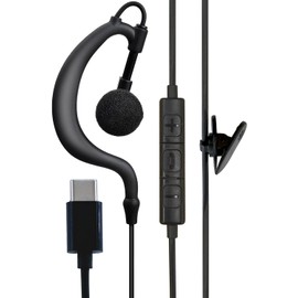 Buddycom/Bonx WORK Compatible, Left & Right Earphones, Single Earphones, Wired 1 Microphone, Type C Fixed Clip, Total Length 49.2 inches (125 cm), 0.5 oz (14 g), Open Ear, Positioning, Incom