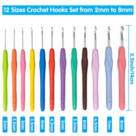 Crochet Hook Set, 12 Sizes Crochet Hooks 43 Pack Crochet Kit for Beginners, Ergonomic Soft Grip Handles Crochet Needles Kit for Arthritic Hands, Lovers