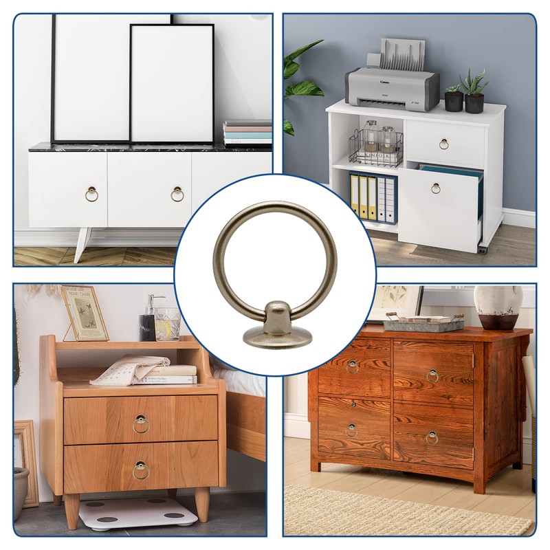 Luomorgo 6 Pcs Champagne Gold Ring Pull Handle Knobs, Modern