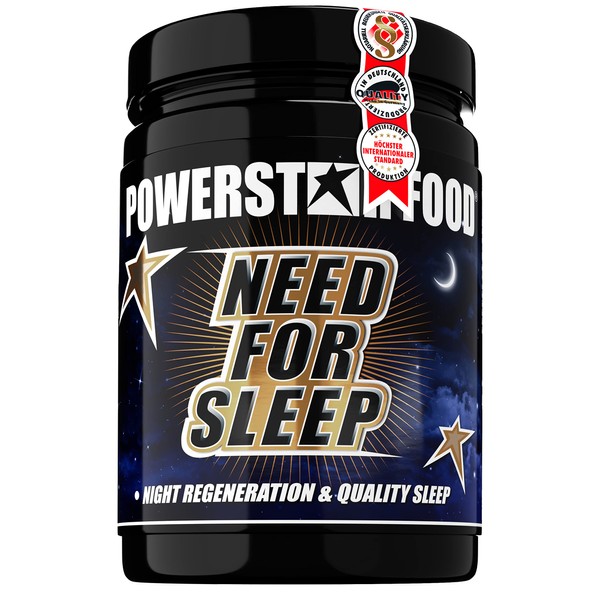 Need for Sleep, High Dose with Gaba, Tryptophan, Glycine, Arginine, Ornithin, Lysine and Other Amino Acids, Ideal for Taking before Sleep, 450 g Powder, Juicy Orange, German Made