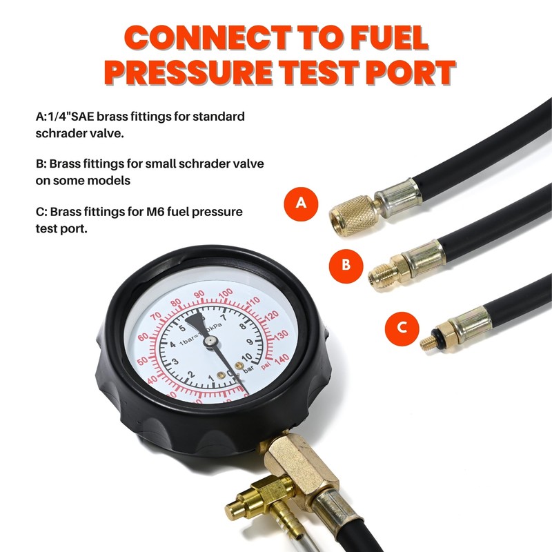 NP Diesel Fuel Pressure Gauge Kit Petrol Fuel Pressure Tester