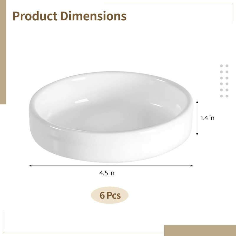 6PCS Ceramic Ramekins, 4.5 x 1.4 inch Creme Brulee Ramekins,