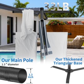 Qufiona Pool Towel Rack Outdoor, Heavy Duty Outdoor Towel Rack, 61 Inch Free Standing Rack for Pool & Hot Tub, Drying Towels, Swimsuits, Life Jackets and Goggles, Ideal Pool Accessories