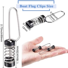 Wolfride 6Pcs Fishing Flag Clips, Stainless Steel Marine Boat Flag Clips for Outrigger Lines Antennas Stern Lights Flagpole Rope
