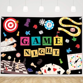MEHOFOND 7x5ft Game Night Backdrop Board Game Party Decorations for Adults Chess Card Game On Family Game Night Party Supplies Banner Photo Booth Props