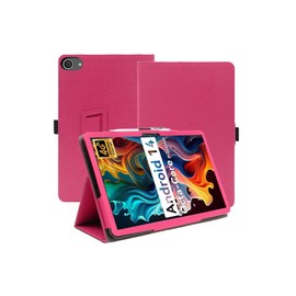 Case for Lville LVEC10 Android 14 Tablet 10 Inch 2024 Upgraded Version，Premium Leather Business Folio Stand Cover with Hand Strap for Tablet,Rose Red.