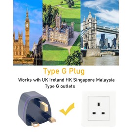 UK Ireland HK Singapore Malaysia Travel Adapter -Type G Plug 3 Pack, 3 Pin Universal Outlet Socket Adapter for International Tourists from Europe/EU/China/Australia to UK Plug Adapter -Black