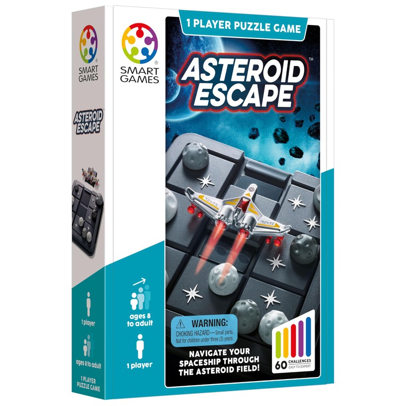 SmartGames Asteroid Escape Sliding Space Puzzle Game with 60 Challenges