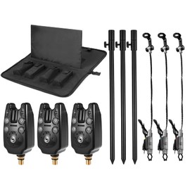 Doorslay Fishing Bite Alarm Set, Fishing LED Alarm Alert, 3 Extending Aluminum Alloy Adjustable Fish Alarms for Fishing Pole, 3 Fishing Swinger with Padded Fish Tool Bag