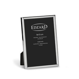 EDZARD Genoa Picture Frame for Photo 9 x 13 cm Elegant Silver-Plated Tarnish-Resistant with Velvet Backed Photo Frame for Standing