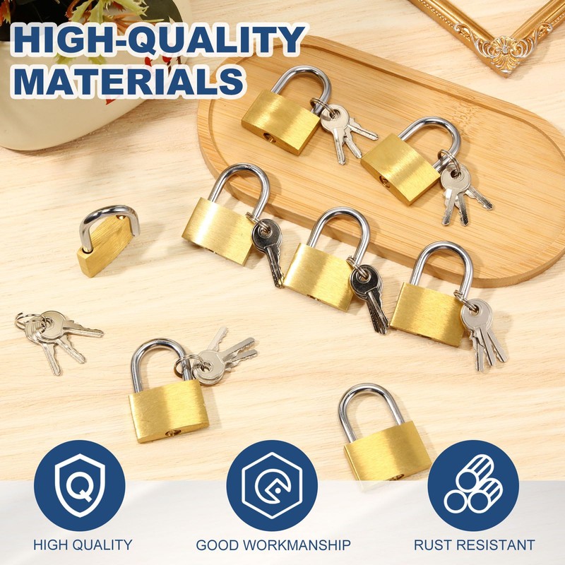 Yaocom 24 Pcs Solid Brass Keyed Padlock, Small Yellow Gym