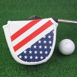 Golf Putter Cover, PU Waterproof Portable Magnetic Seal Design Stylish Golf Malleet Putter Head Covers to Protect Club from Damage (Large Semicircle Ears)