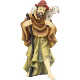 FADEDA Shepherd with Stick/Height: 11 cm/Hand-Painted/Detailed Nativity Scene Figures - Christmas Table Decoration Nativity Accessories