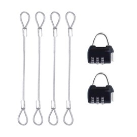 4Pcs 0.2mx2mm Cable Security Wire with 2Pcs Black Combination Lock Double Loop Safety Cable Braided Stainless Steel Cable, Flexible Security Cable Luggage Lock,for Stage Lighting Luggage Lock