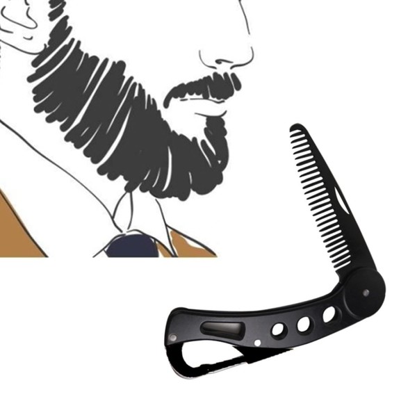 Stainless Steel Folding Beard Comb, Anti-static Beard for Men Grooming & Combing Hair Beards Mustaches, Beards and Mustaches Styling Pocket Comb, Men's Beard & Moustache Combs