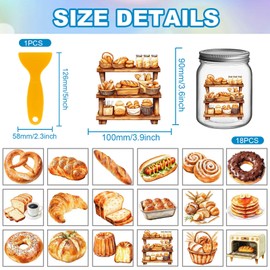 GLOBLELAND 18 Sheets Bread Chef Transfer Films for Rubbing Doughnut Food Waterproof UV DTF Cup Foil Stickers 3.9 x 3.6 Inch Bread Display Stand Transfer Sticker for Water Cups