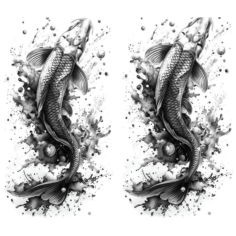 2 Sheets Temporary Fish Tattoo Catfish Tattoo Arm Tattoo NAG025x2