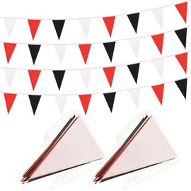 Yamiuo 100 Ft White Red Black Pennant Banner Flag, 60 Pcs String Hanging DIY Bunting Flags for Party, School, Birthday, Wedding, Carnival, Celebrations, Outdoor and Indoor Decorations (White Red Black)