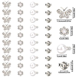 lasuroa 40 Pcs Mini Flower Hair Clips Set, Bling Sparkly Rhinestone & Pearl Hairpins Cute Decorative Butterfly & Flower Hair Accessories for Wedding Bridal Dance Party