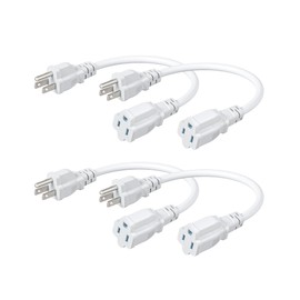 DEWENWILS Short Extension Cord, 1 Foot Power Cord, 16 AWG SJTW Weatherproof Extension Cable for Indoor Outdoor Use, 3 Prong Grounded Outlets Plugs, NEMA 5-15P to NEMA 5-15R, White, UL Listed,4 Pack