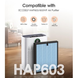VALZONE 4-Pack HAP603 Replacement Filters, Compatible with ECOSELF HAP603/HAP603WF Purifier for Home Large Room, Part# RFHAP603, Blue
