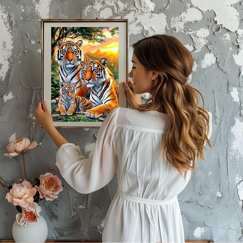 GHHKUD Diamond Painting Kits Tigers for Adults, DIY 5D Animal