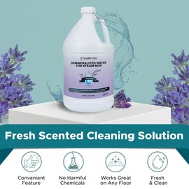 Steam & Go Demineralized Water Cleaning Solution for Floor & Multi-Surface Steam Cleaners - Compatible for All Steam Mops - Lavender Scent, 128 oz