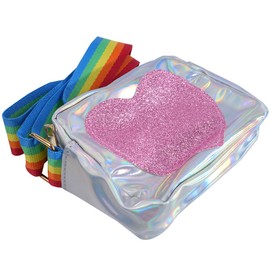 Namvo Girls Heart Shaped Shoulder Bag Rainbow Shoulder Strap Little Princess Coin Purse PU Leather Shoulder Bag Suitable for Shopping Parties, School Travel and Other Occasions