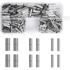 200Pcs Non-Insulated Butt Connectors Uninsulated Butt Crimps Non Insulated Wire Ferrules 22-18AWG 16-14AWG 12-10AWG with a Storage Box for DIY Electrical Splicing