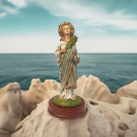 Generic Saint Lucy Hand Painted 8"" Statue, New from Colombia #L015, Green