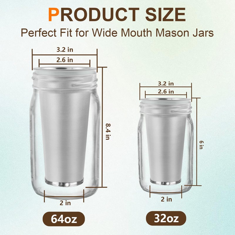 2 PCS Cold Brew Coffee Filter, 304 Stainless Steel Food