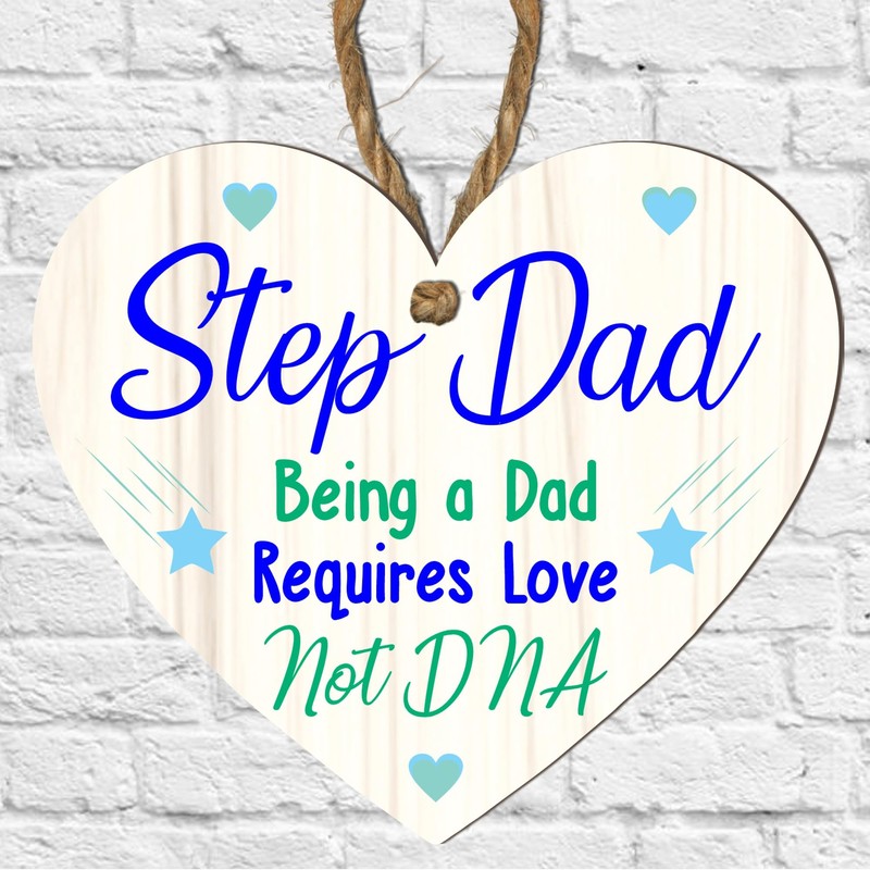 Pixie's Gifts Stepdad Wooden Heart Plaque - Sentimental Gift for