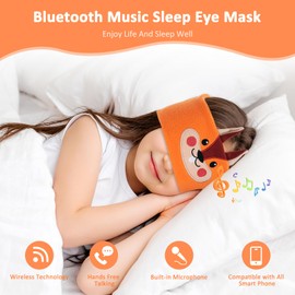 Bluetooth Sleep Mask, CestMall Sleep Eye Mask with Wireless Headphones Blackout Sleep Headphones Headband Music Sleeping Bluetooth Headband Birthday X-mas Gift for Children Boy Girl Travel (Orange)