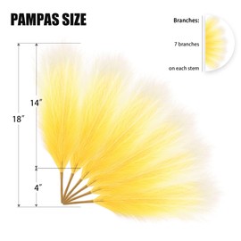 TENDER EPOCH 6 PCS Faux Pampas Grass Arrangement - 18"/45cm Artificial Fluffy Pompous Grass Stems for Boho Chic Home and Wedding Decor (Yellow Gradient)