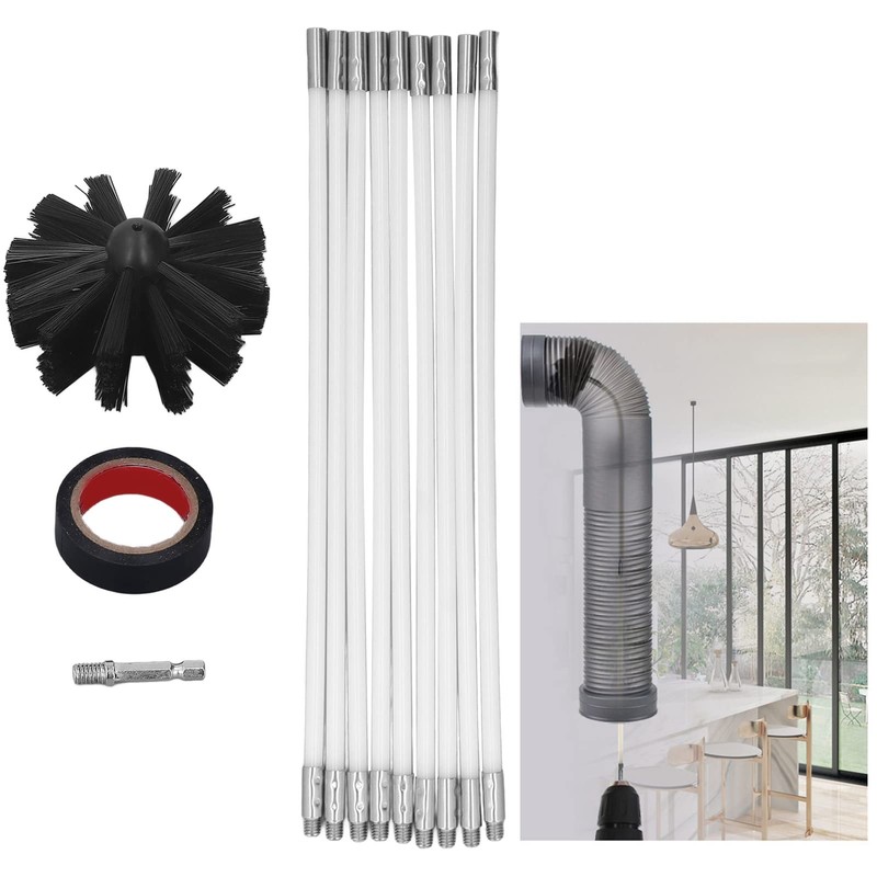 12Pcs Chimney Cleaning Brush Set with Hex Pole, 20 Foot