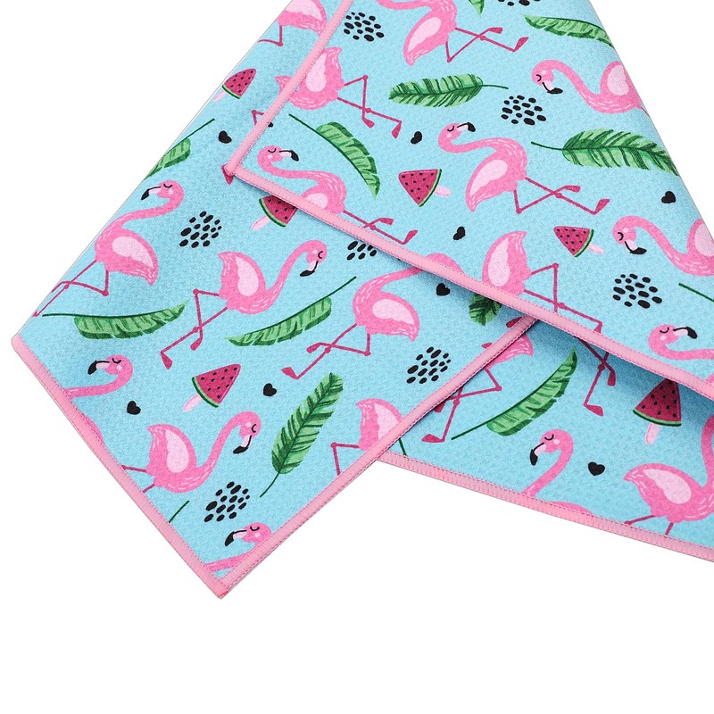 SHABIER Golf Towel with Flamingos Design Golf Microfiber Waffle Pattern
