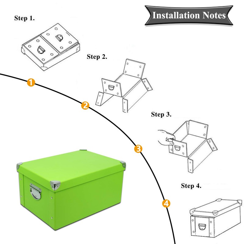 Guozi Collapsible Decorative Storage Box with Lid & Metal Handles