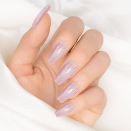 Pink Cat Eye Press on Nails, 24Pcs Long Coffin Fake Nails with Gradient Glitter Design, Full Cover Glossy Acrylic False Nails, Artificial Reusable Stick on Nails for Women DIY Manicure Decoration