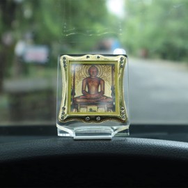 Shoppersduniya Gold Plated Jain Namokar Mantra Car Dashboard Showpiece Décor Home Decorative