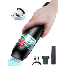 CAFELE 【Konzipiert für Autos Handstaubsauger Akku, 7500mAh Handstaubsauger Kabellos, EIN-klick Staubgießen Mini Staubsauger mit HEPA Filter, Bürstendüse&Fugendüse, für Auto Tierhaare Wohnmobil