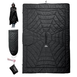 【iClimb (アィクライム)】★Hooded Camping Blanket ★Multi-purpose Outerwear Wearable Knee Cover Simple Sleeping Bag Liner ★Great for Camping, Travel, Business Trips, Hotel, In-flight, Night Bus, Morning Commute