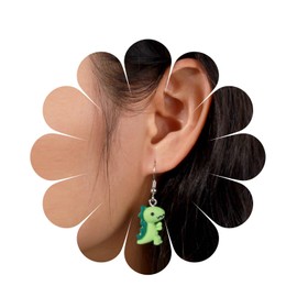 Inilbran Boho Dinosaur Earrings Vintage Acrylic Tyrannosaurus Rex Earrings Green Dino Dangle Earrings Minimalist Stegosaurus Earrings Jewellery for Women and Girls, Zinc, No Gemstone