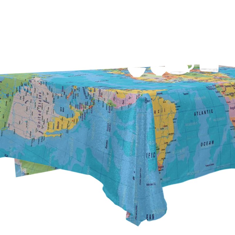 JUMBEAR World Map Painting Tablecloth Rectangle Polyester Table Cloth Large