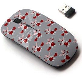 CJCBROES 2.4G Wireless Mouse with Cute Pattern Design for All Laptops and Desktops with Nano Receiver - Valentines Day Cute