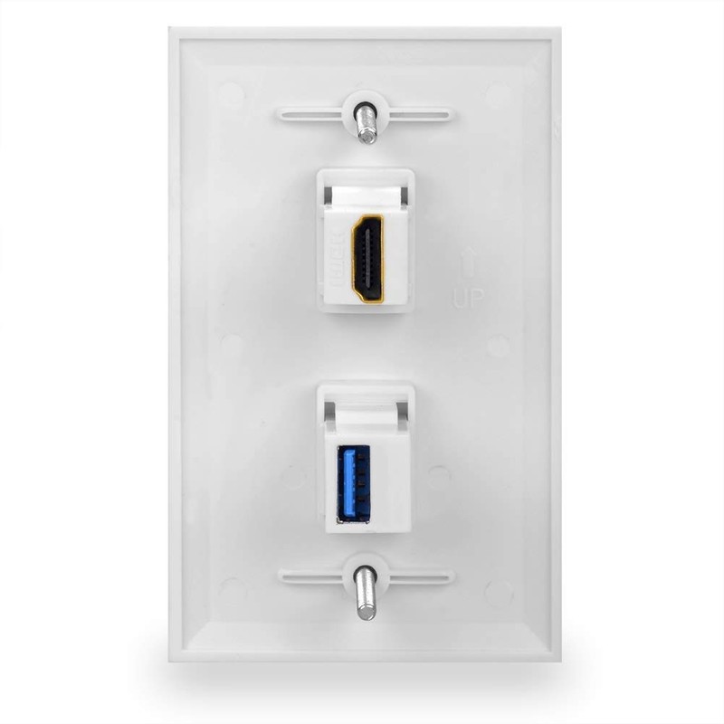BATIGE HDMI And USB 3.0 Keystone Wall Plate Single GANG
