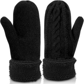 Seasboes Women's Winter Warm, Super Thick Knitted Gloves, Women's Warm Winter Knitted Mittens, Women's Men Warm Winter Knitted for Women Girls Winter Gloves Mittens, black
